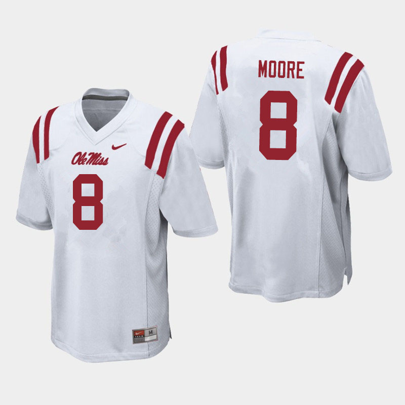 Ole Miss Rebels #8 Elijah Moore College Football Jerseys Sale-White